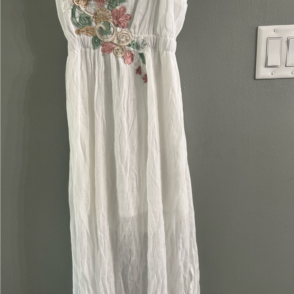 Say What? White Maxi Dress with Floral Embroidery - Picture 5 of 8